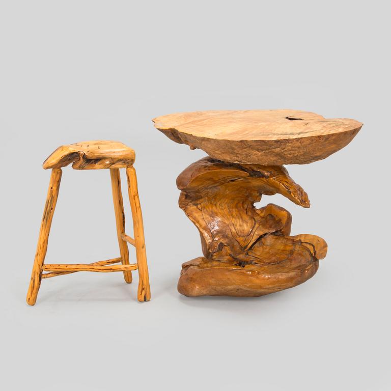1960/1970s table and a stool.