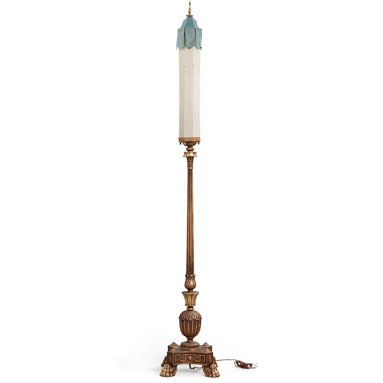 A Swedish Grace floor lamp attributed to Helge Werner, 1920's.