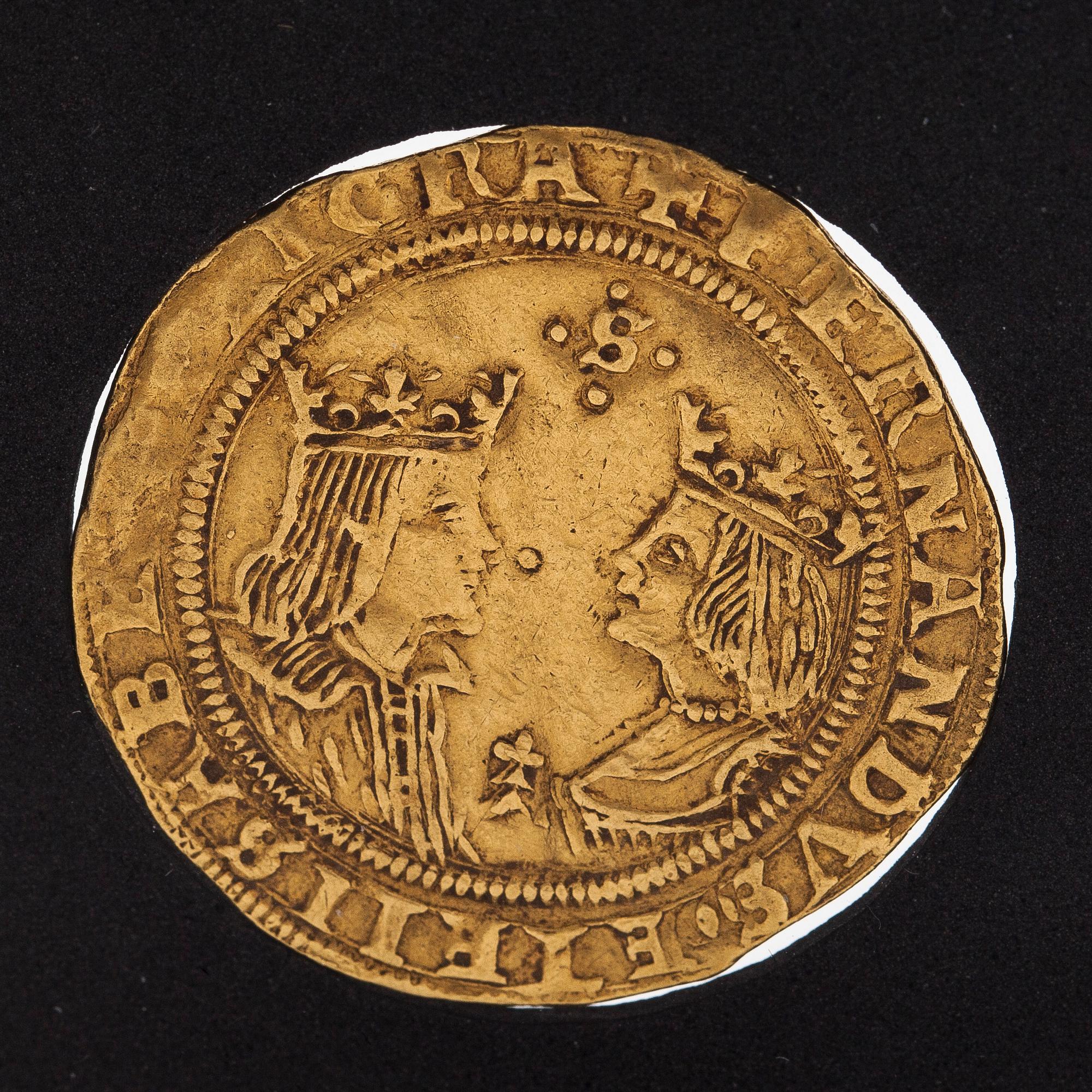 Coin, 2 ducats, Ferdinand V and Isabella I, gold 99%.