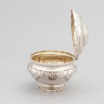 A silver sugarbox by Clement, Copenhagen 1880.