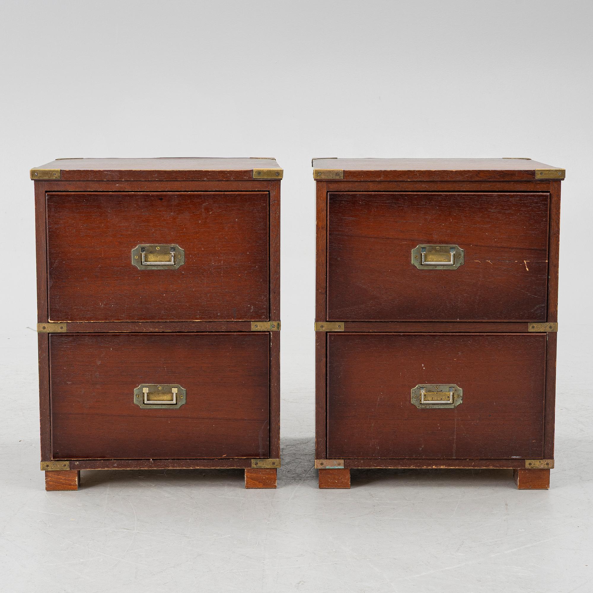 Bedside tables, a pair, second half of the 20th century.
