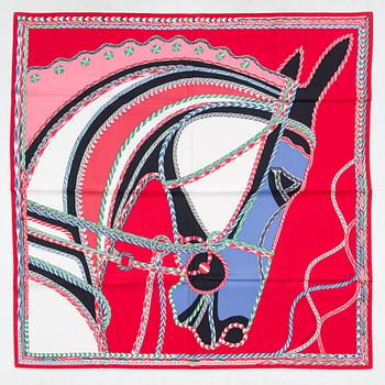 Hermès, 'Robe du soir' scarf and a Hermès scarf ring.