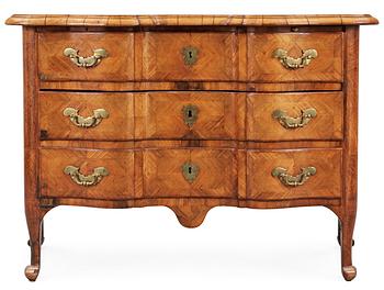 A Swedish late Baroque 18th Century commode, signed by  J. H. Fürloh.