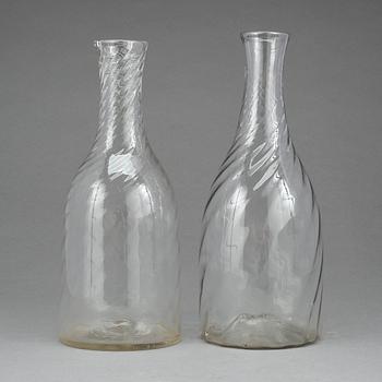 FLASKOR, 2 st, glas, 1800-tal.