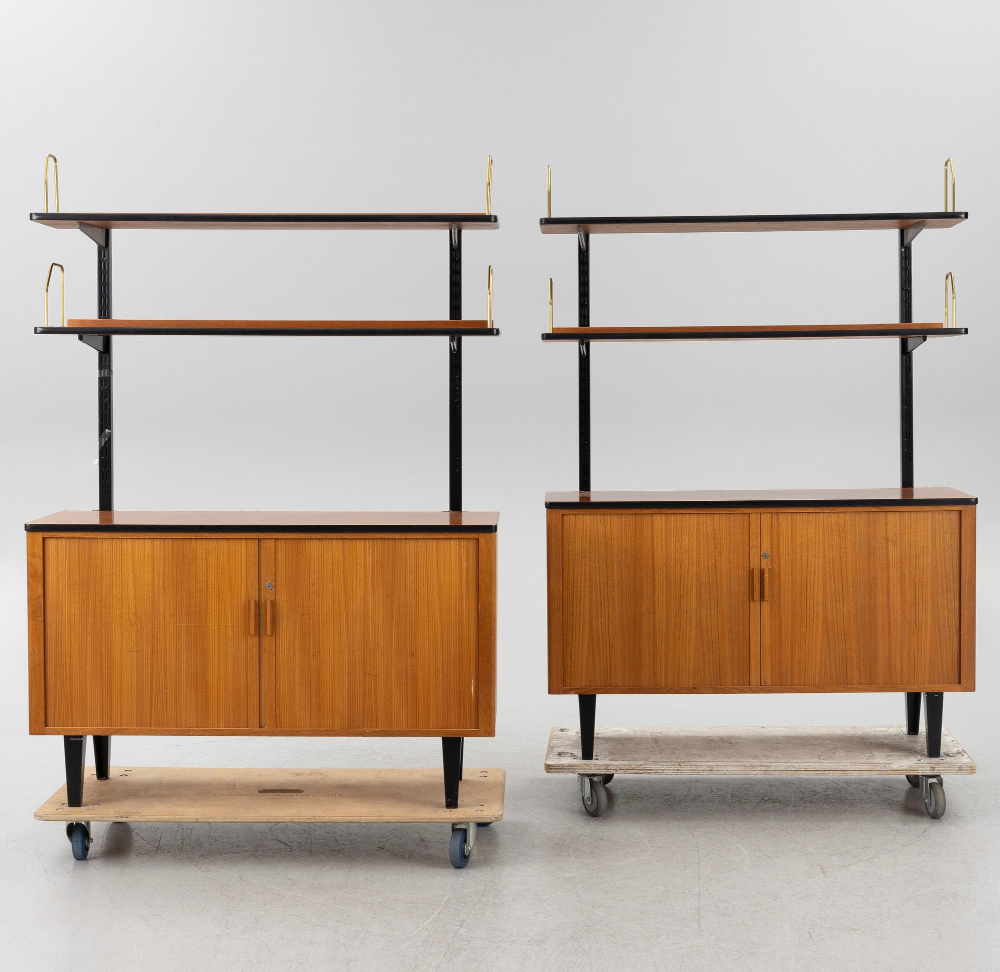 Bookshelves, a pair, Verkstads AB Lindqvist, Motala, second half of the 20th century.