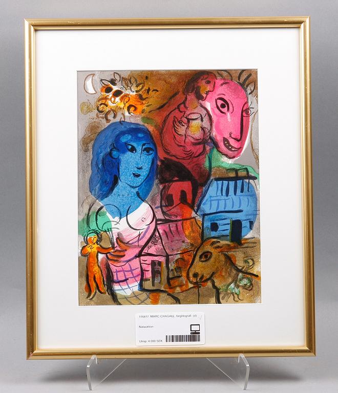 MARC CHAGALL, färglitografi. Osign.
