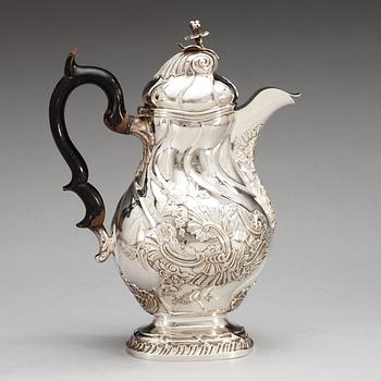 A Swedish 18th century silver coffee-pot, makers mark of Mathias Grahl, Gothenburg 1764.