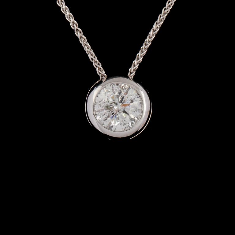 HÄNGE, 18k vitguld med briljantslipad diamant, 1.43 ct. Vikt 4 g.