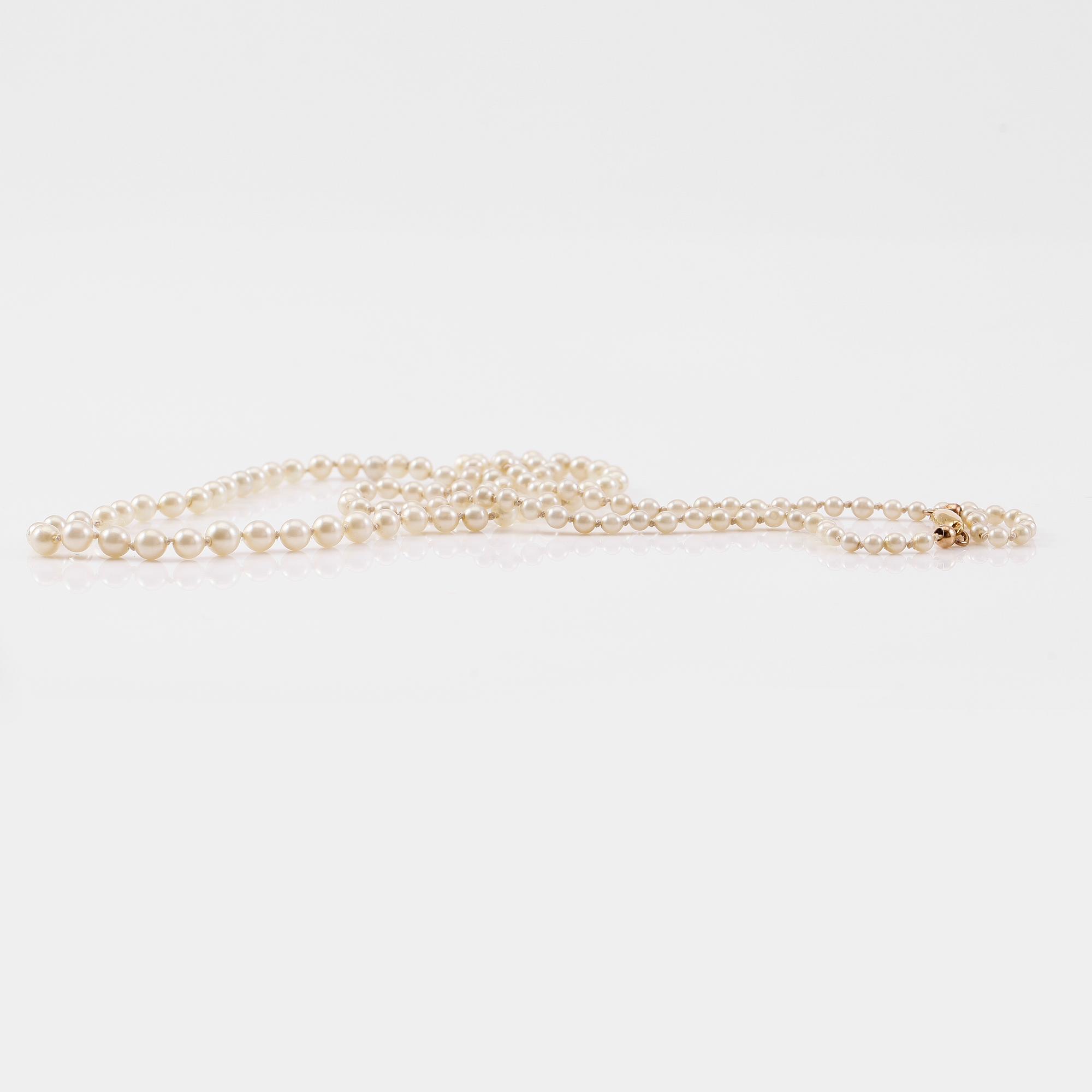 COLLIER, orientpärlor, lås 18K guld.