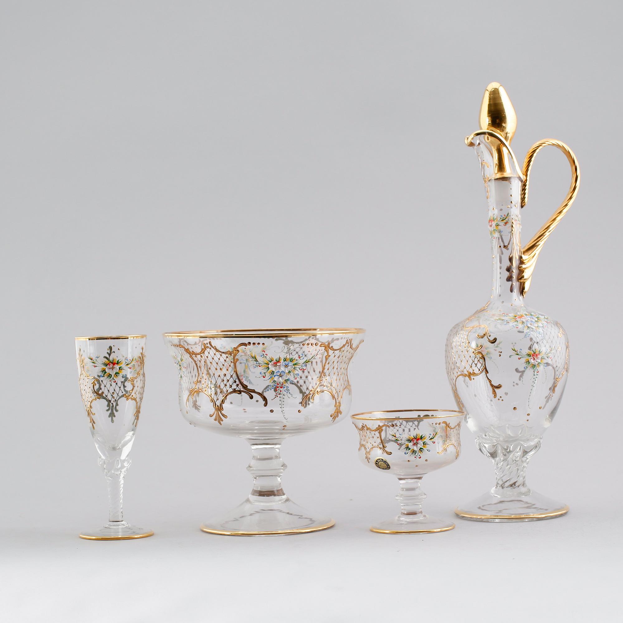 GLASSERVIS, 18 delar, Murano, Italien, 1900-talets mitt.