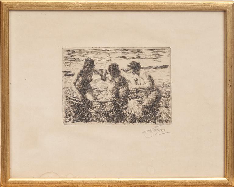 ANDERS ZORN, etsning, signerad i blyerts, signerad och daterad 1919 i plåten.