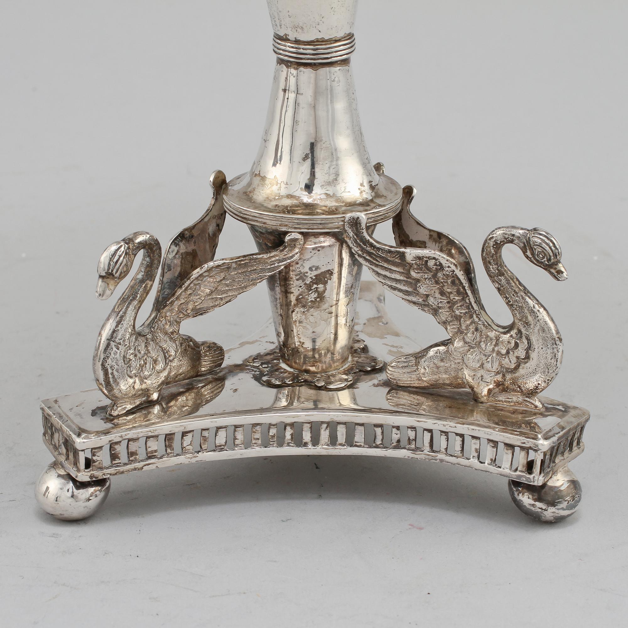 SOCKERSKÅL, silver och nysilver, senempire, 1800-talets första hälft.