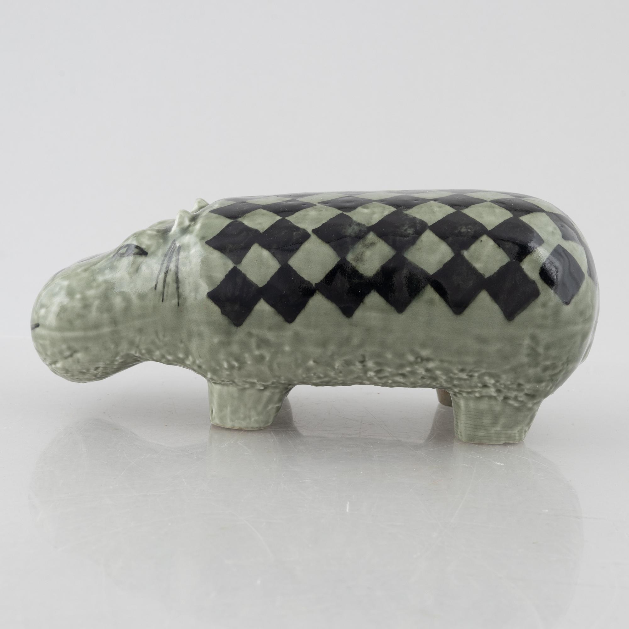 Lisa Larson, figurin, stengods, "Flodhäst" ur serien "Stora zoo", Gustavsberg.