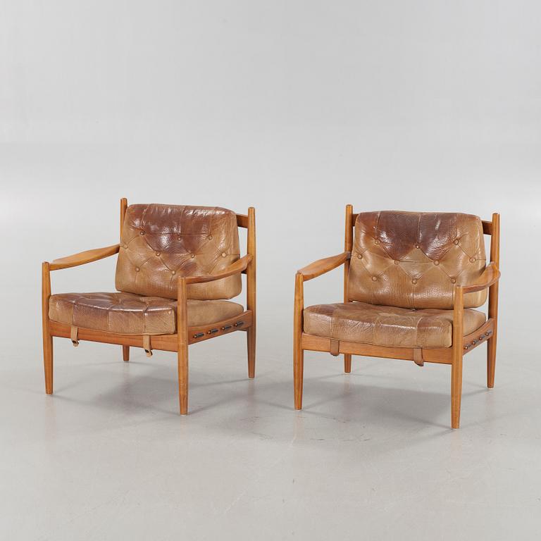 A pair of lounge chairs by Ingemar Thillmark for OPE, model "läckö", second half of the 20th century.