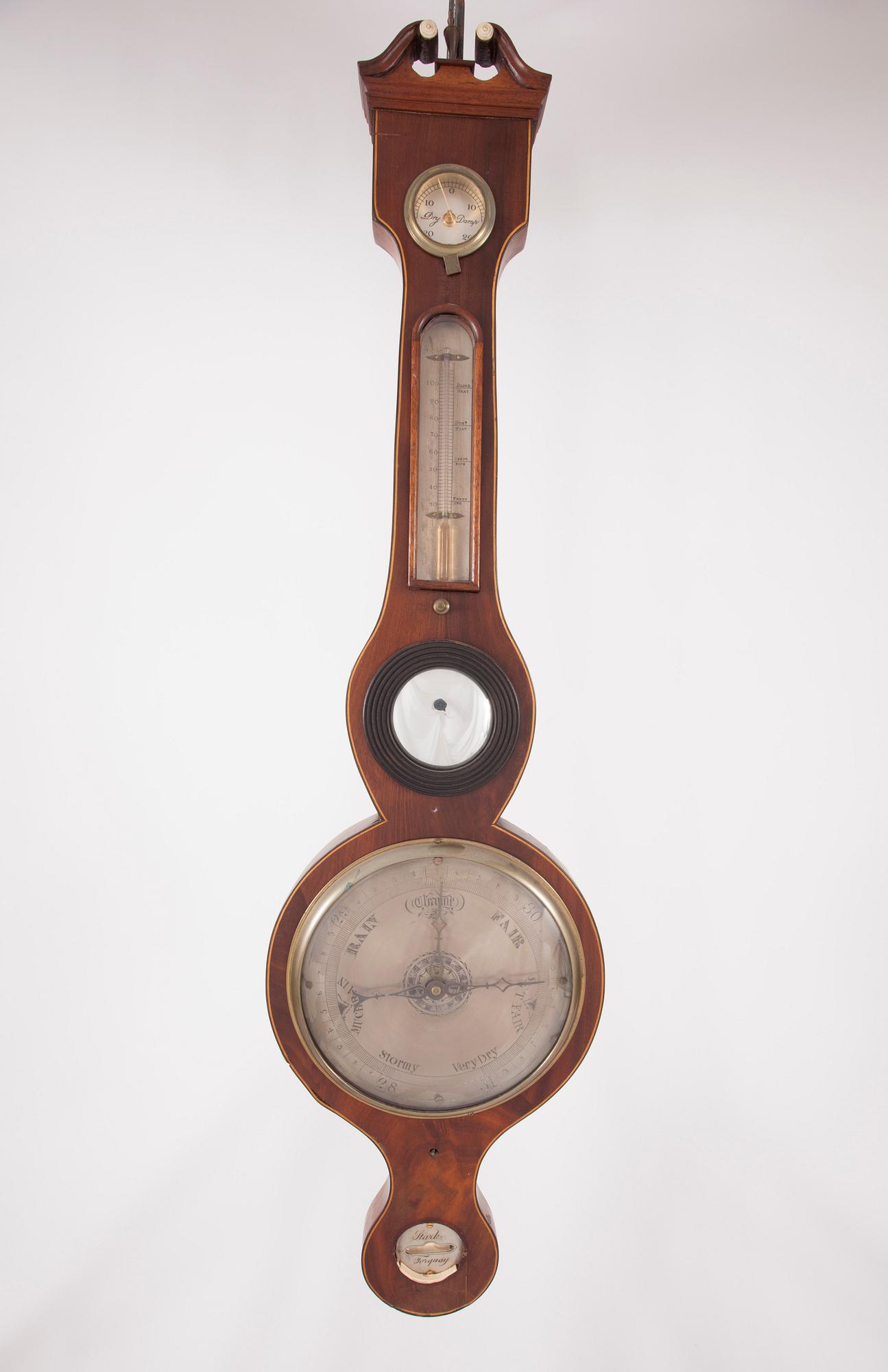 HJULBAROMETER, mahognyfanerad. 1800-talets början.