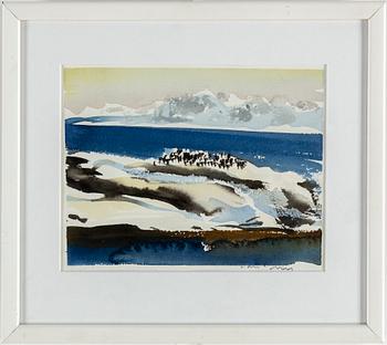 LARS LERIN, watercolour, signed.