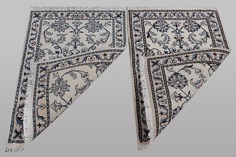A pair of rugs, Nain, part silk, ca 90 x 60 cm & ca 90 x 60 cm.
