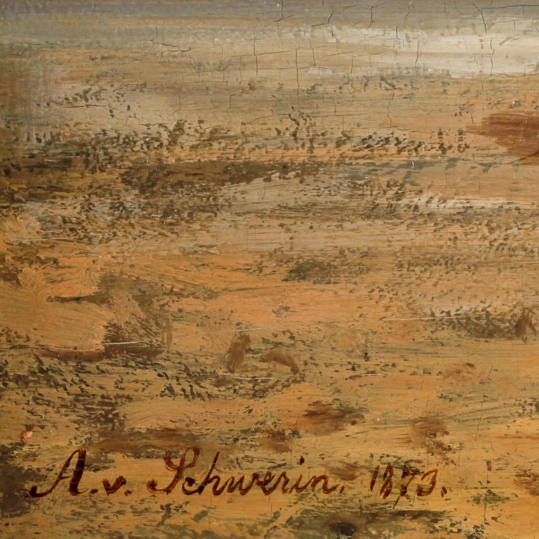 AMALIA VON SCHWERIN, olja på pannå, sign 1870.