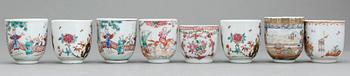 KOPPAR, 8 st, porslin, Qianlong, Kina 1700-tal.
