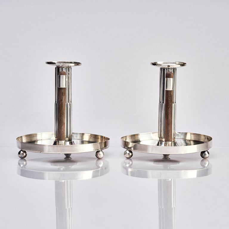 Samuel (Sam) Pettersson, a pair of silver chamber candlesticks, Linköping 1905.