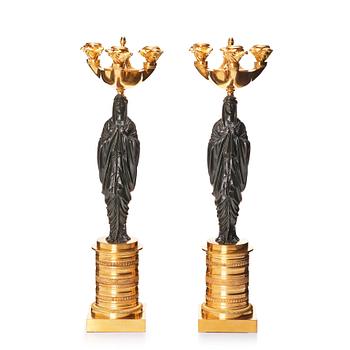 A pair of French Empire candelabra attributed to Claude Galle (master in Paris 1759-1815).