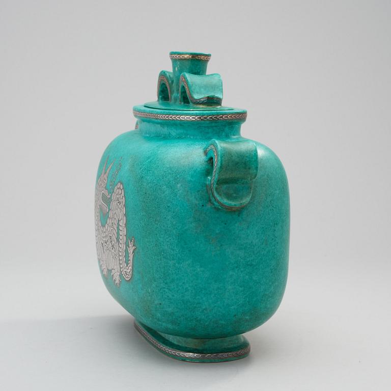 A Wilhelm Kåge 'Argenta' stoneware jar and cover, Gustavsberg.
