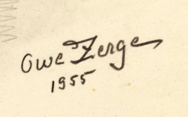 OWE ZERGE, teckning, blyerts; signerad 1955.