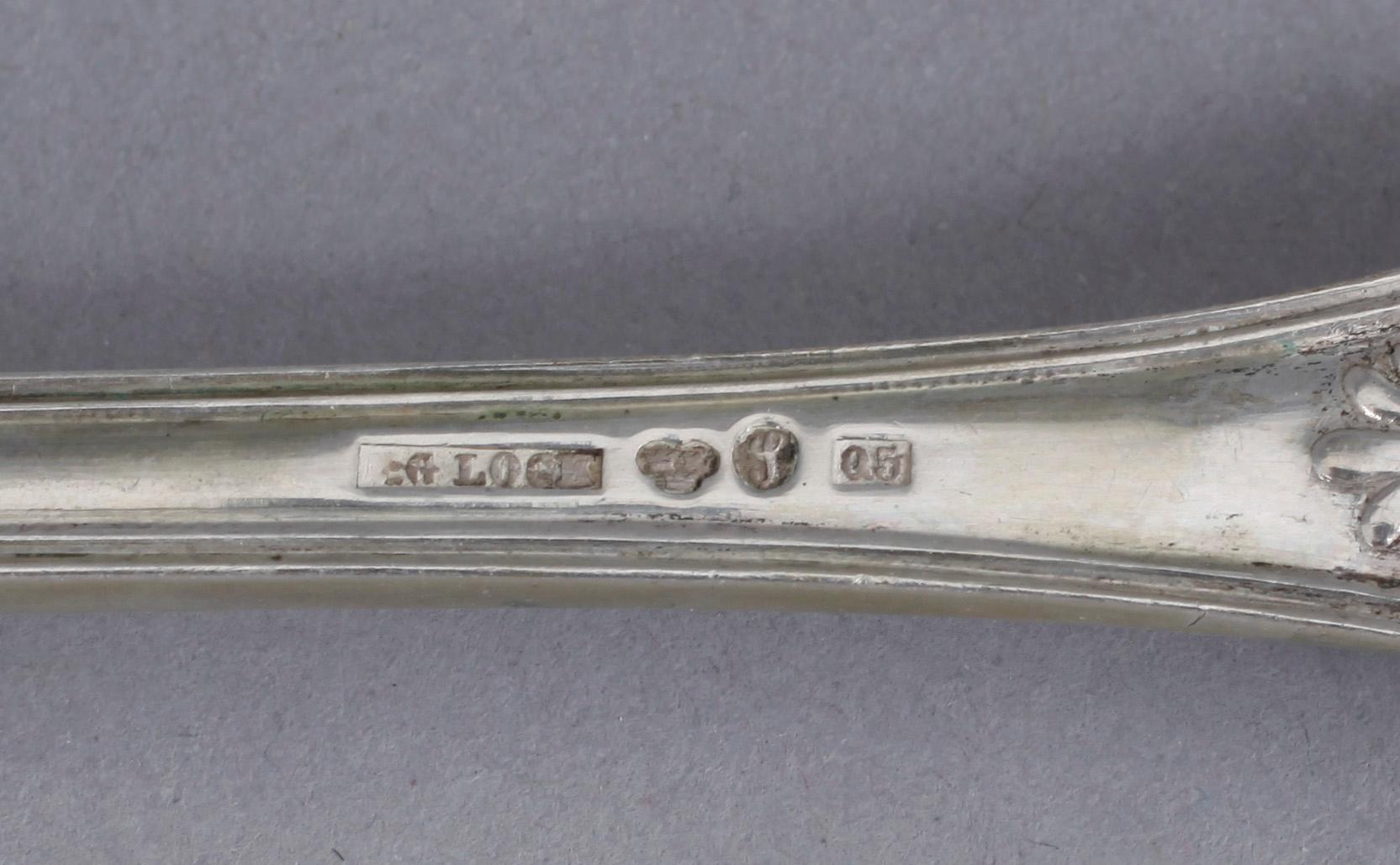 MATSKEDAR, 5+3, silver, modell Engelsk snäck, bla Anders Wedin, Söderhamn, 1864-74. Tot ca 466 gram.