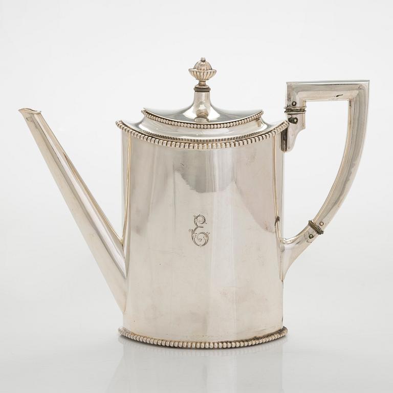 An early 20th century 4- piece sterling silver empire coffee set, C.G. Hallbergs Guldsmeds AB, Stockholm.