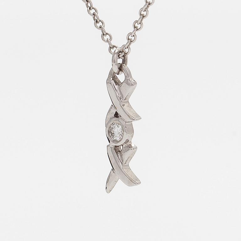 Tiffany & Co, Paloma Picasso, halsband, "XO", 18K vitguld och diamant.