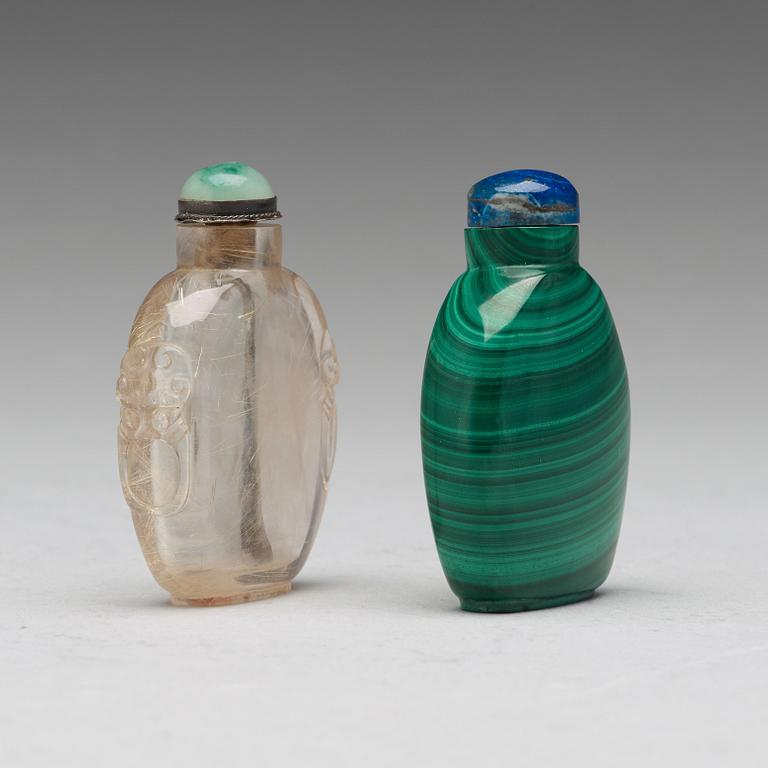 Two Chinese snuff bottles, Qing dynasty, 19th Century.