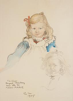909. Carl Larsson, Portrait of August Strindberg's daughter Anne-Marie.
