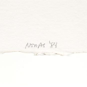 RICHARD NONAS, mixed media on paper, signed Nonas '87.