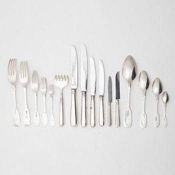 Cutlery set, 88 pieces, silver, mostly Russia, Estonia, including mark of Pawel Akimow Owtschinnikow, Moscow 1874.