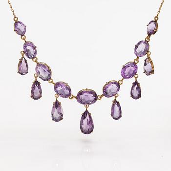 Halsband, förgyllt silver, ametister.