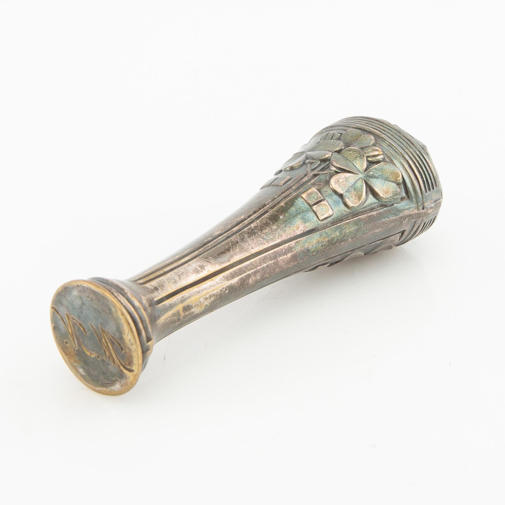 Fotoram, brevöppnare och sigill Jugend tidigt 1900-tal tenn och nysilver.