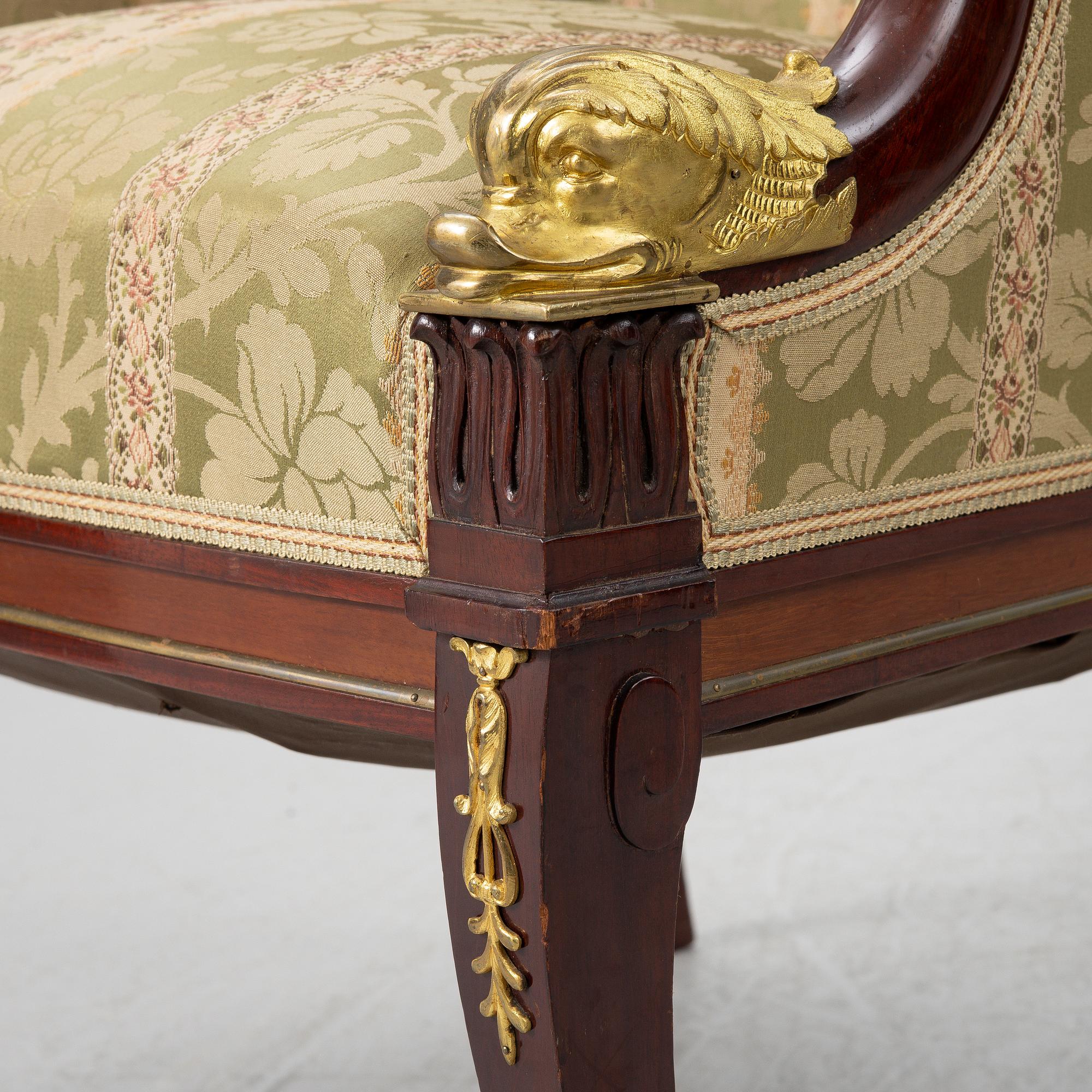 Soffa och 2 fåtöljer, empirestil, 1900-tal.