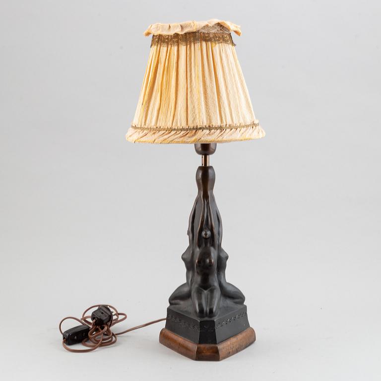 Halvar Frisendahl, a bronze table lamp, signed and dated 1919.