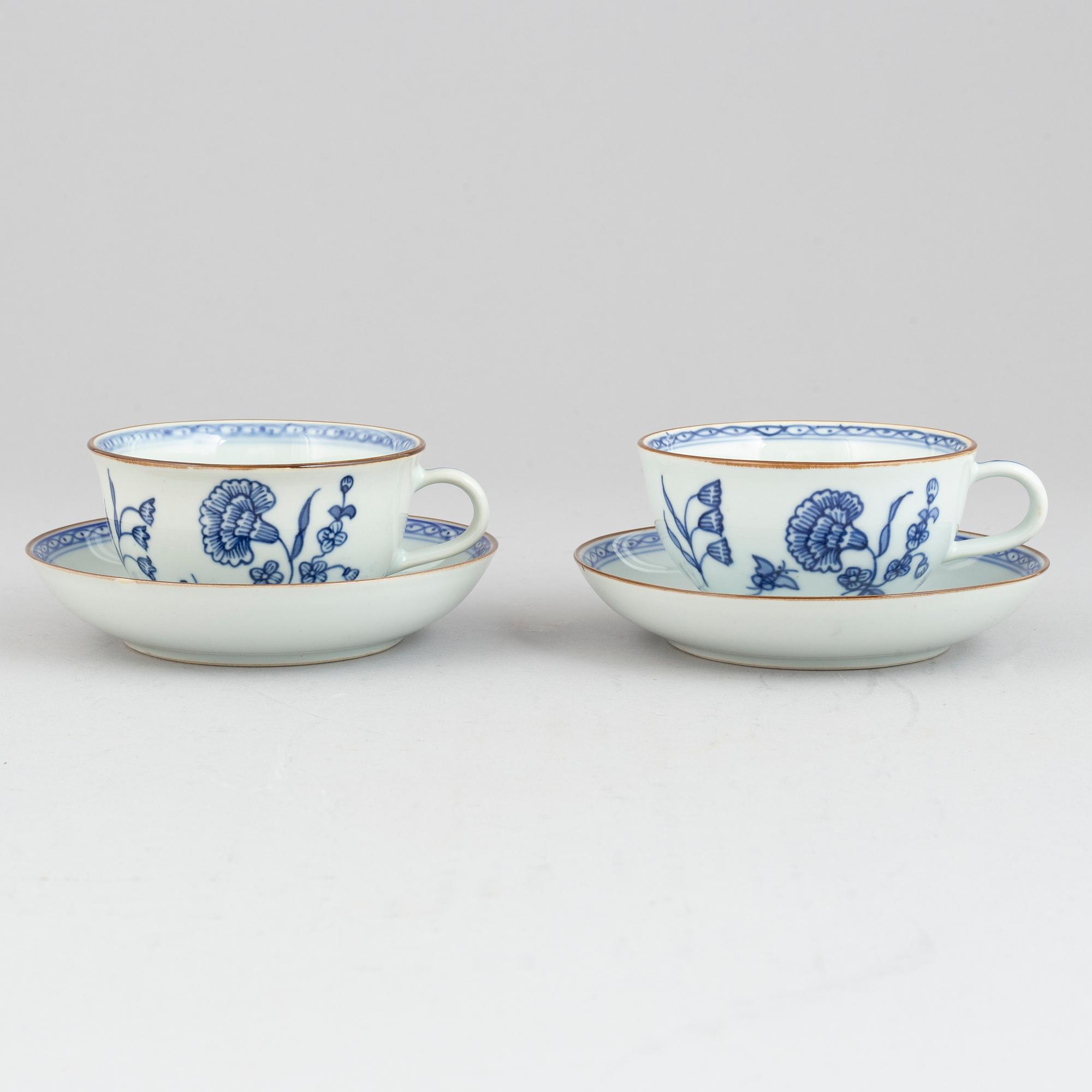 Kaffekoppar med fat, 12 st, "Nejlika", IKEA, 1700-talsserien, 1990-tal.