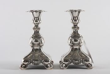 LJUSSTAKAR, ett par, silver, GAB 1949, barockstil.