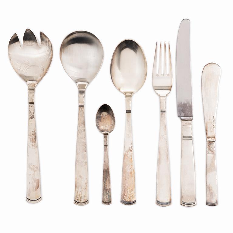 Jacob Ängman, a 50-piece silver flatware set, "Rosenholm", GAB, Stockholm, Sweden, 1935-2001.