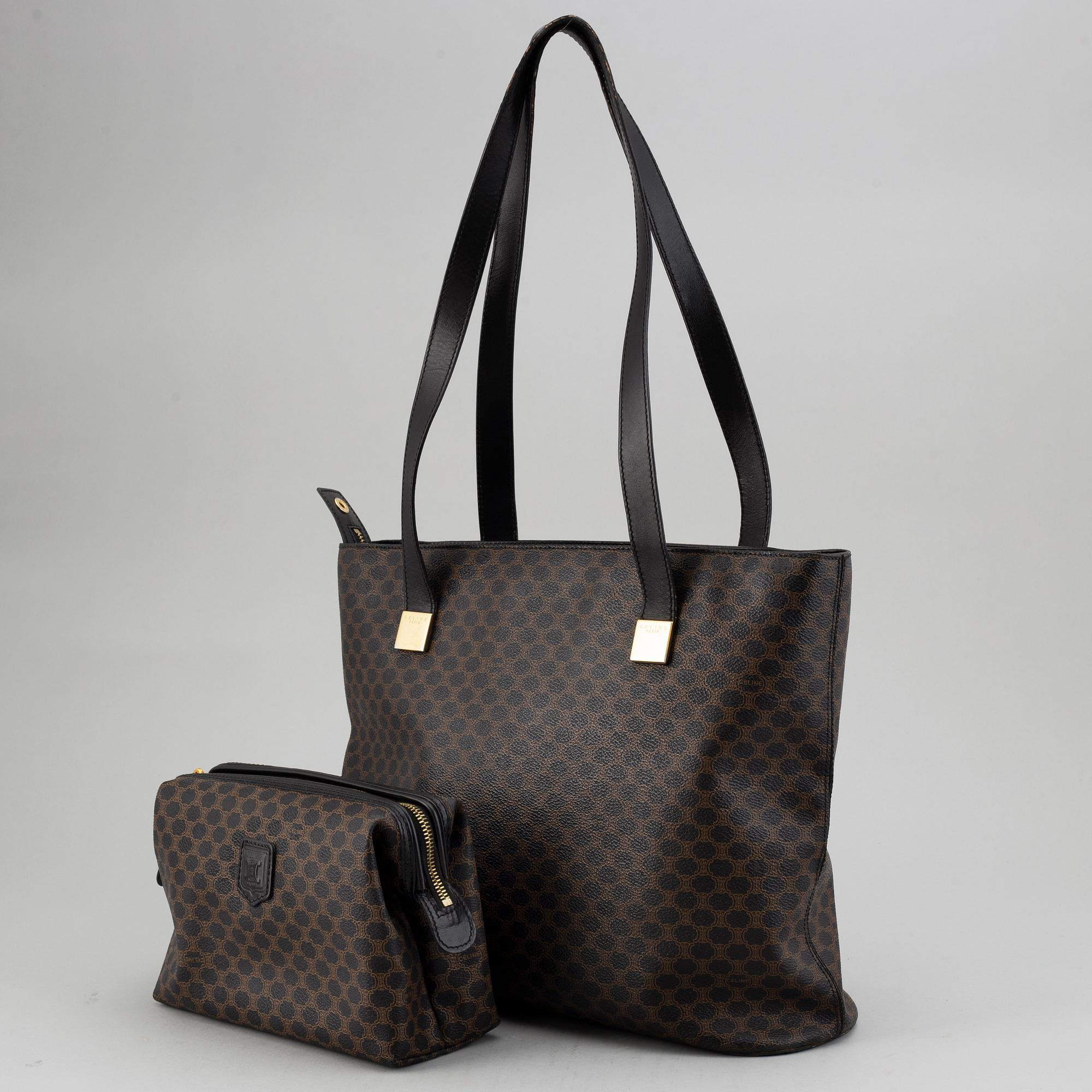 CÉLINE, a Macadam canvas bag and toilet bag.