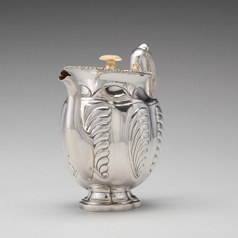 A Russian parcel-gilt silver coffee-pot, mark of Adolf Sper, St Petersburg 1836.