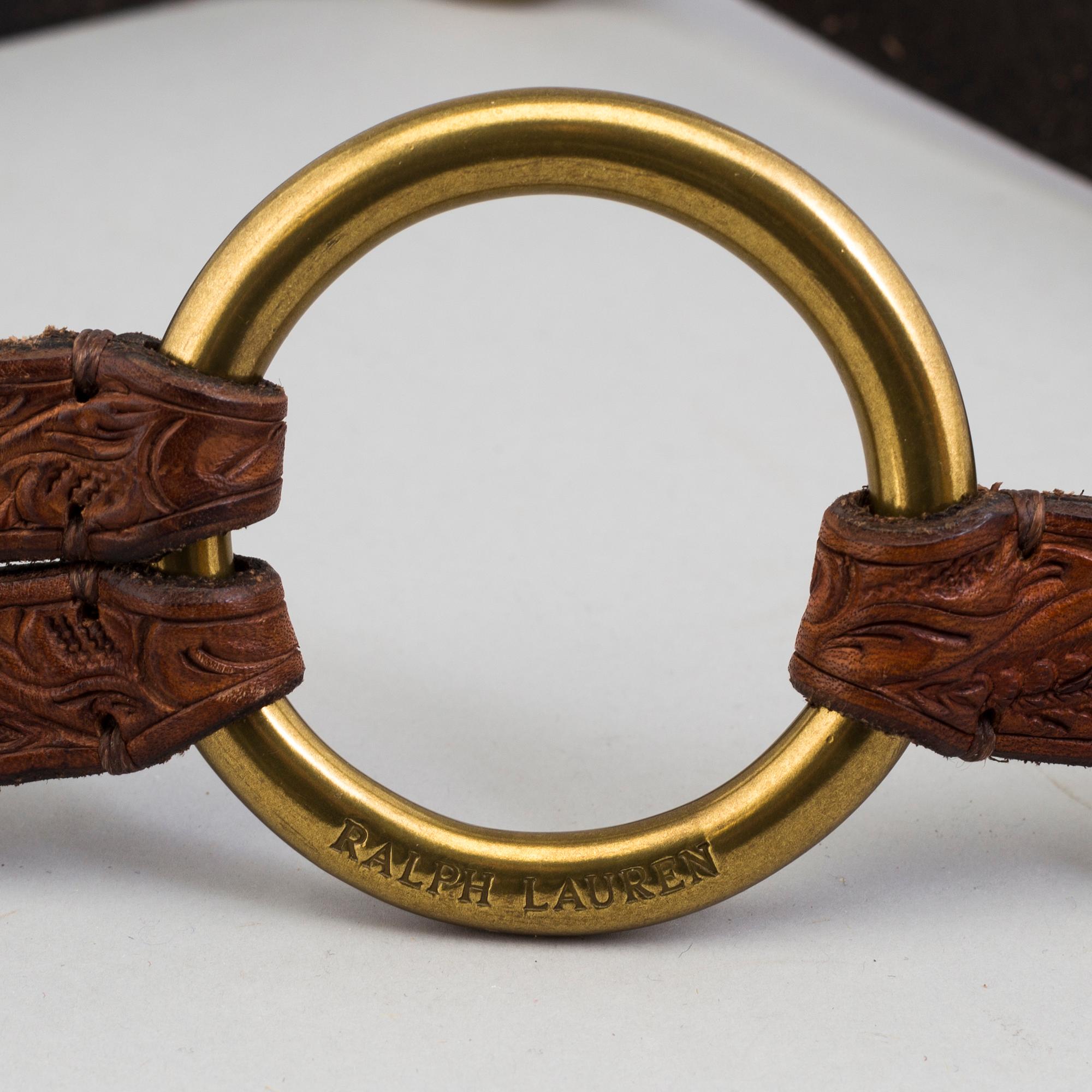 Two leather belts by Ralph Lauren.