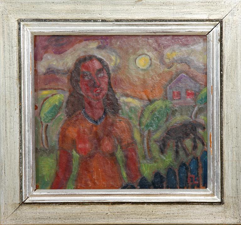 FRANS LARSSON, olja på pannå, sign.