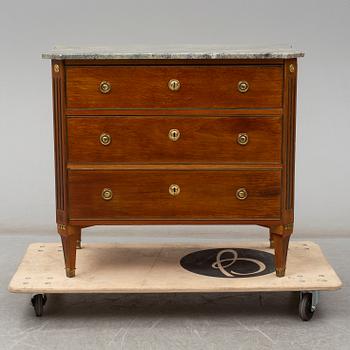 A mahogany veneered late Gustavian style chest of drawers, mid 20th Century.