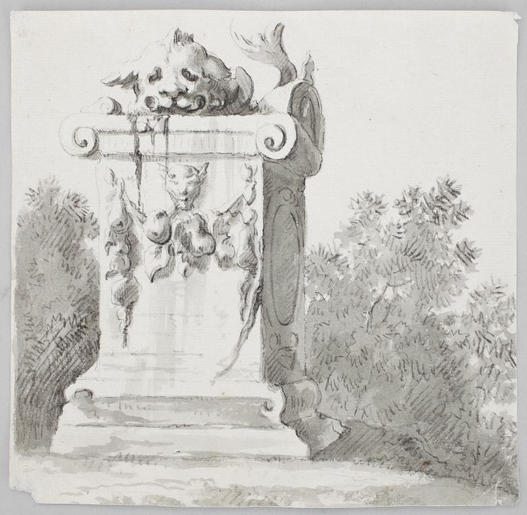 OKÄND KONSTNÄR.  Laverad pennteckning, 1700-talets första hälft.
