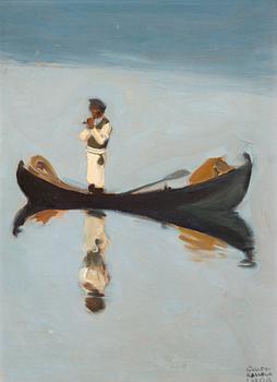 55. Akseli Gallen-Kallela, "MUIKKUJA VARTOOMASSA"- MAN FISHING.