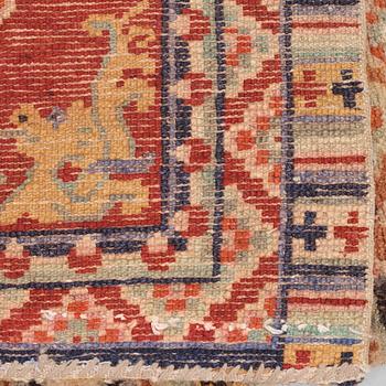 MEDITATION RUGS, 1 pair, old/semi-antique China, ca 199 x 73,5 and 200,5 x 71,5 cm.