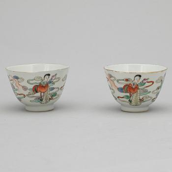 PARTI SKÅLAR, 4+1, porslin, Kina, 1900-tal.